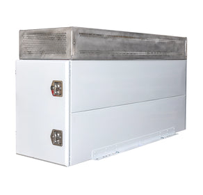 Cesta de rejilla de aluminio sobre la caja